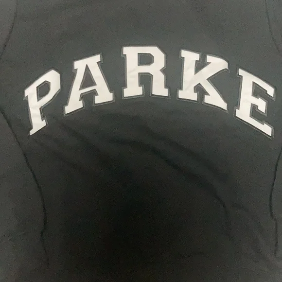 Parke Black Mock Neck Sweatshirt with white Varsity lettering size XXL